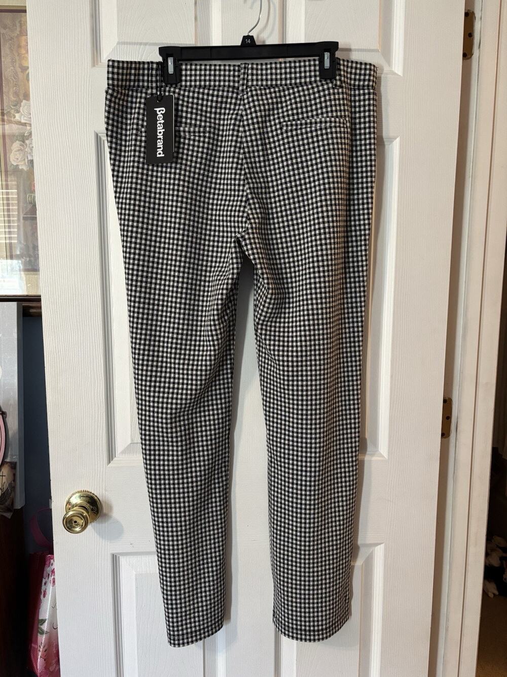 Betabrand 2XL Pants Black White Checked Stretchy Work Business NWT